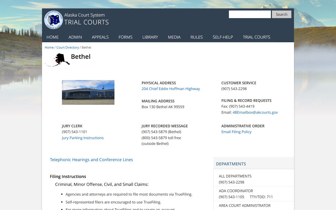 Bethel Court directory Fourth Judicial District civil court records