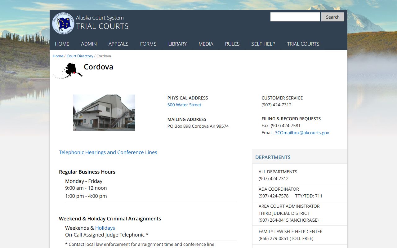 Cordova court directory - Chugach Census Area civil court records