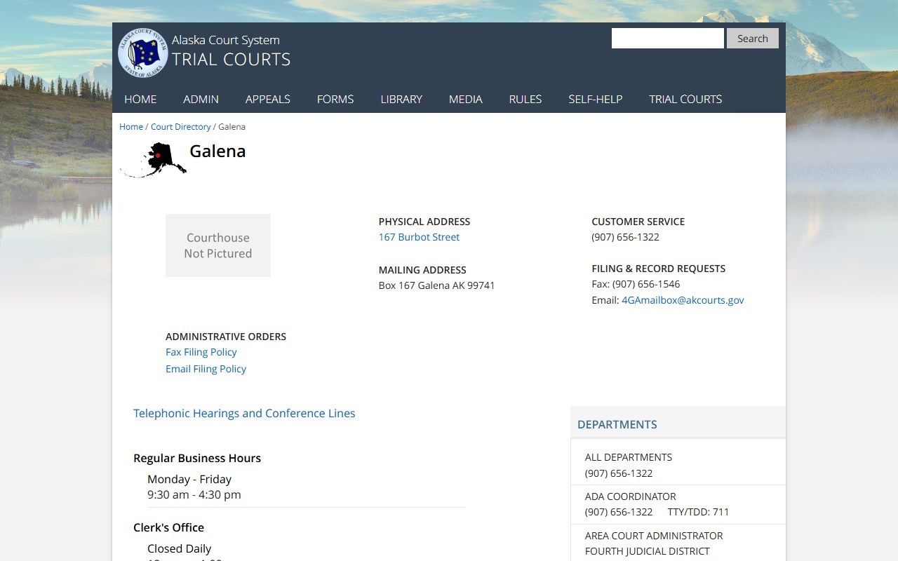 Yukon-Koyukuk Census Area civil court records Galena court directory